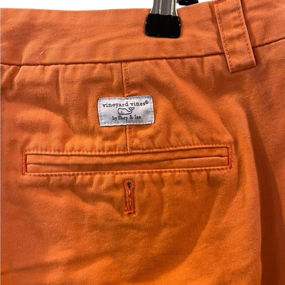 Vineyard Vines Shorts Mens 34 Orange Solid Flat Front Chino 6.5 Inseam Preppy - Picture 3 of 6